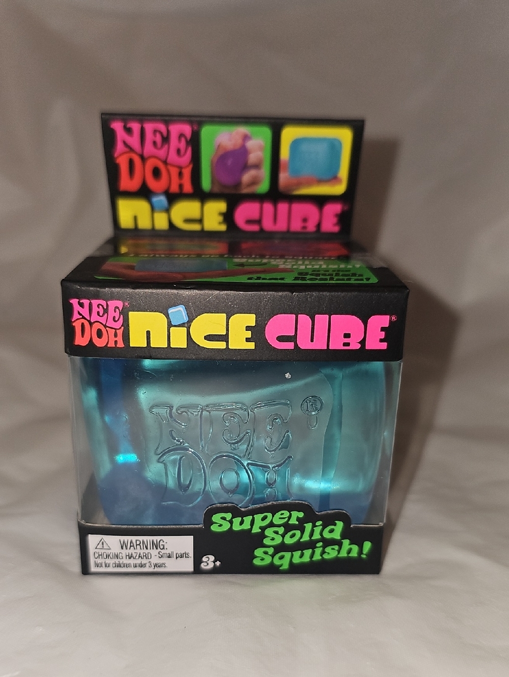 NeeDoh Nice Cube, Square Shaped Sensory Toy, (1 Piece, Blue) New